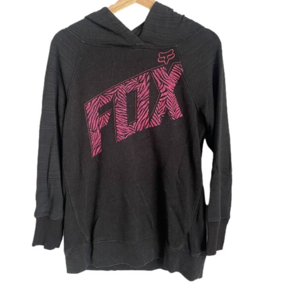 Fox Y2K Black Racing Hoodie Men's Size Small Graphic Logo Pullover - Picture 1 of 5